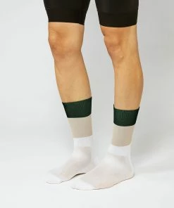 Fingerscrossed Socks - Block - Sand/White/Forest Green Archive Sale