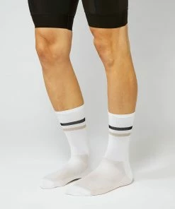 Archive Sale Fingerscrossed Socks - Stripes - White/Sand/Black