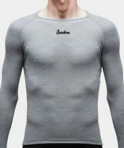 Isadore - 100% Merino LS Baselayer Grey On Bike