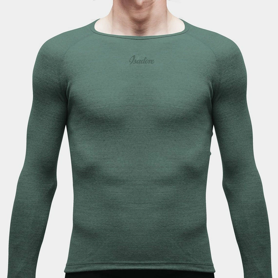 Isadore - 100% Merino LS Baselayer Laurel Wreath On Bike