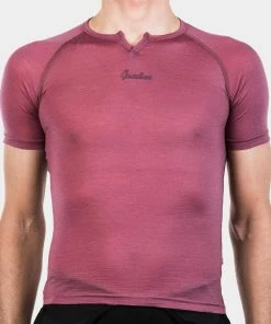 Isadore - 100% Merino SS Baselayer Crushed Berry On Bike