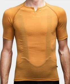 Isadore - 100% Merino SS Baselayer Golden Oak On Bike