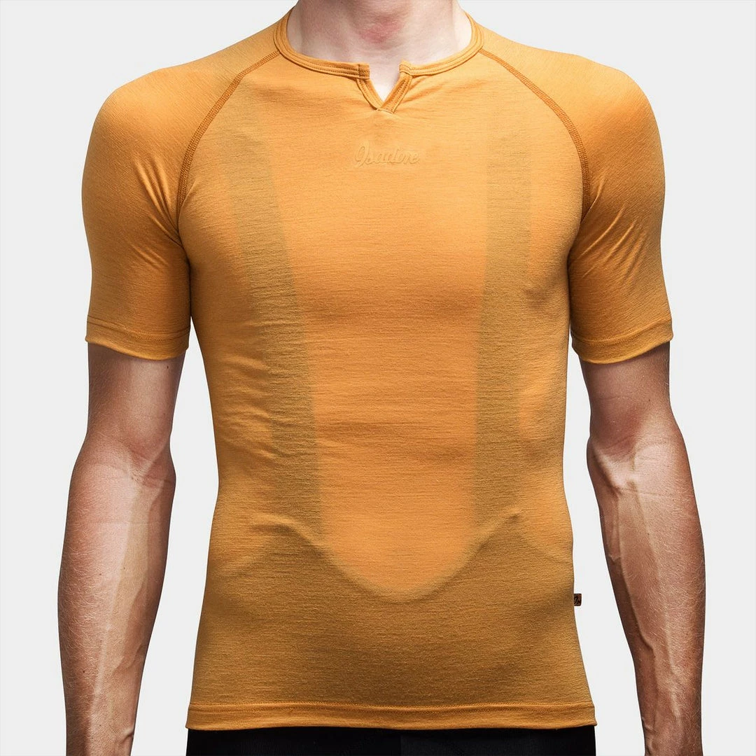 Isadore - 100% Merino SS Baselayer Golden Oak On Bike
