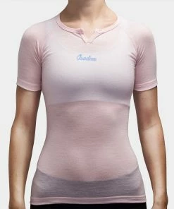 Isadore - Women 100% Merino SS Baselayer Rose On Bike