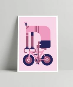 TheLogicalChoice Pink Cyclist - Art Print - Mick Marston