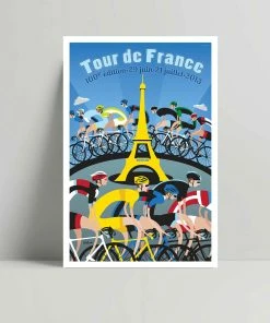 TheLogicalChoice TDF Eiffel Tower - Cycling Art Print - Michael Valenti Art & Photo Prints