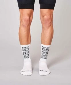 Fingerscrossed Socks - Super Power- White On Bike