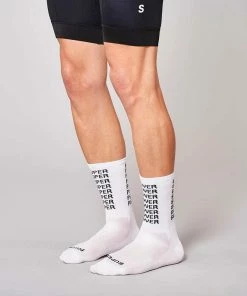 Fingerscrossed Socks - Super Power- White On Bike