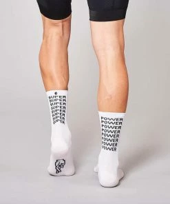 Fingerscrossed Socks - Super Power- White On Bike