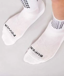 Fingerscrossed Socks - Super Power- White On Bike