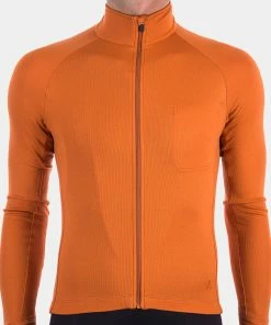 Isadore - Long Sleeve Jersey Burnt Orange On Bike