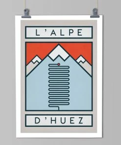 Gifts The Handmade Cyclist - Routes Art Print - L'Alpe D'Huez