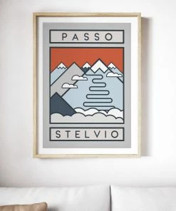 The Handmade Cyclist - Routes Art Print - Passo Stelvio