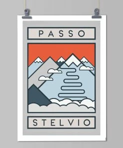 The Handmade Cyclist - Routes Art Print - Passo Stelvio